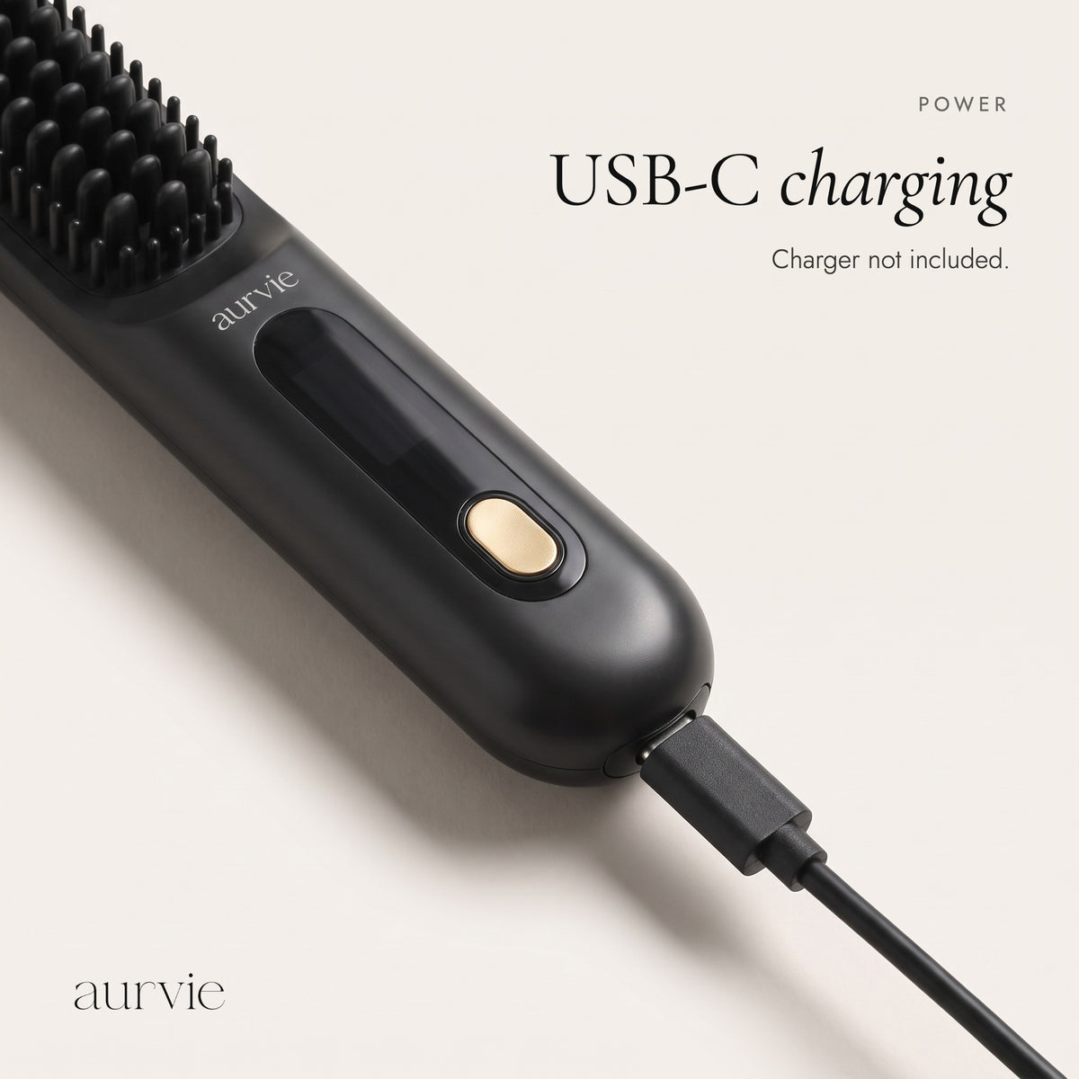 Close-up of the brush charging by USB-C, charger not included (ALT)