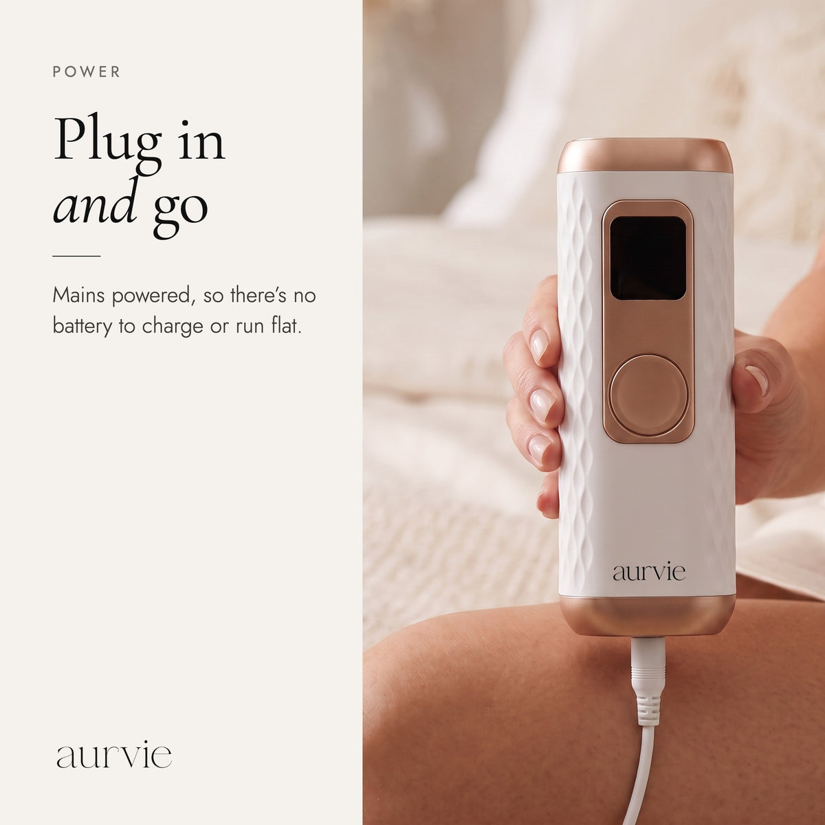Mains powered Aurvie handset with its cable attached (ALT)