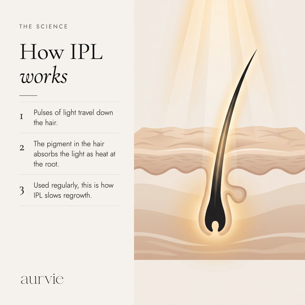 How IPL works: illustration of light travelling down a hair to the root (ALT)
