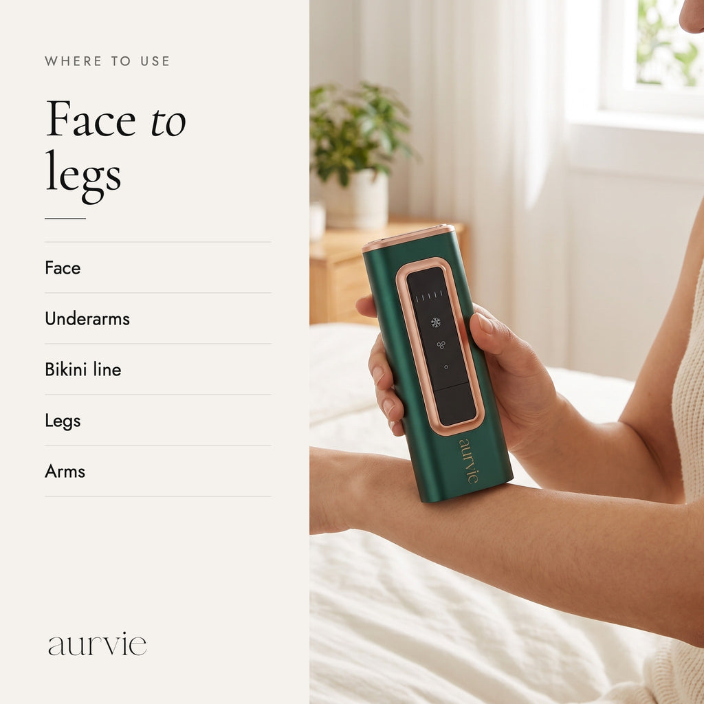 Where to use: face, underarms, bikini line, legs and arms (ALT)