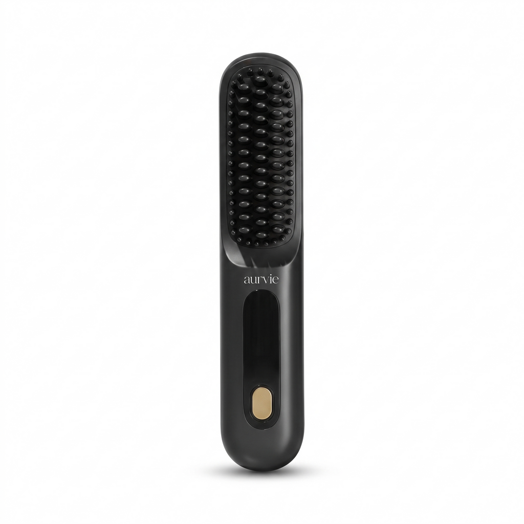 Aurvie cordless straightening brush in matte black (ALT)