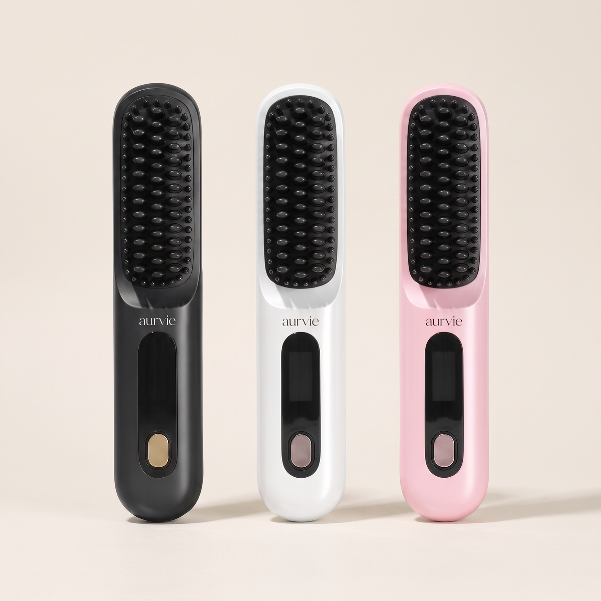 Straightening brush in black, white and pink (ALT)