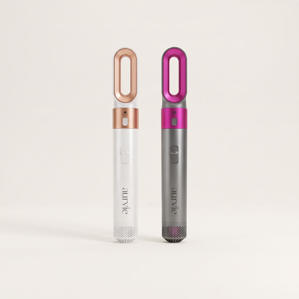 Airstyler in white and rose gold and in grey and pink (ALT)